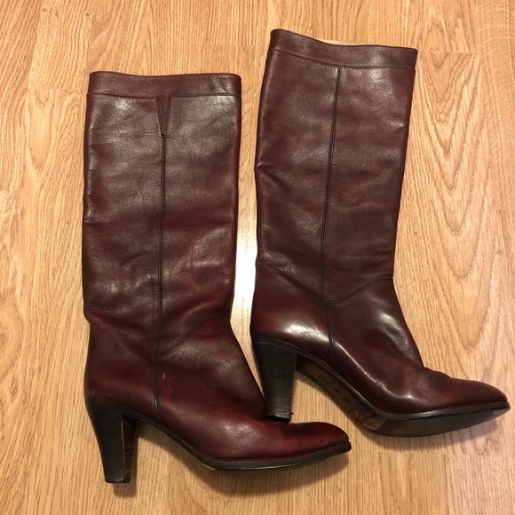 🍷 Vintage Burgundy Leather Boots🍷 - Picture 3 of 5